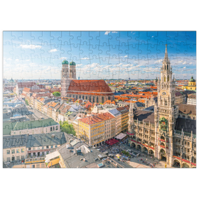 Darstellung des Puzzle Motivs München - Blick auf den Marienplatz mit Rathaus und Frauenkirche - Bayern, Deutschland - Puzzleteile: 200