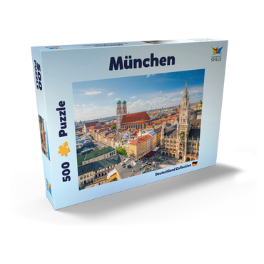 München - Blick auf den Marienplatz mit Rathaus und Frauenkirche - Bayern, Deutschland 500 Puzzle Schachtel Ansicht2