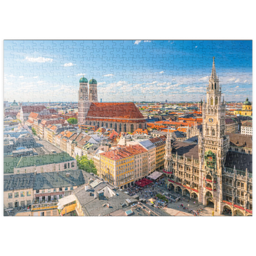 puzzleplate München - Blick auf den Marienplatz mit Rathaus und Frauenkirche - Bayern, Deutschland 500 Puzzle