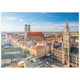 Darstellung des Puzzle Motivs München - Blick auf den Marienplatz mit Rathaus und Frauenkirche - Bayern, Deutschland - Puzzleteile: 500