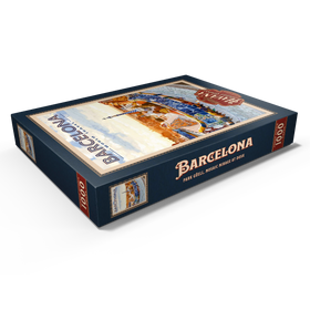 Alternative Darstellung des Puzzle-Motivs Barcelona, Spain -  Park Güell, Mosaic Mirage at Dusk, Vintage Travel Poster – Puzzleteile: 1000
