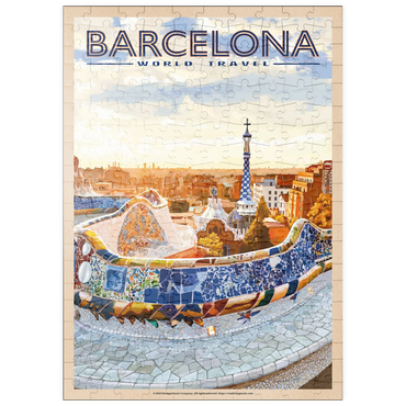 puzzleplate Barcelona, Spain -  Park Güell, Mosaic Mirage at Dusk, Vintage Travel Poster 200 Puzzle