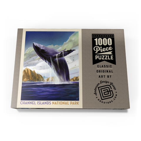 Channel Islands National Park: Breaching Whale, Vintage Poster 1000 Puzzle Schachtel Ansicht3