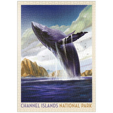 puzzleplate Channel Islands National Park: Breaching Whale, Vintage Poster 1000 Puzzle