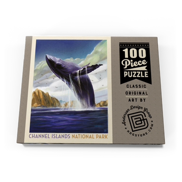 Channel Islands National Park: Breaching Whale, Vintage Poster 100 Puzzle Schachtel Ansicht3