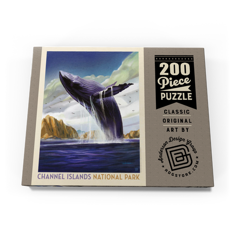 Channel Islands National Park: Breaching Whale, Vintage Poster 200 Puzzle Schachtel Ansicht3