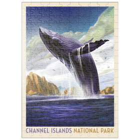 Darstellung des Puzzle Motivs Channel Islands National Park: Breaching Whale, Vintage Poster - Puzzleteile: 200