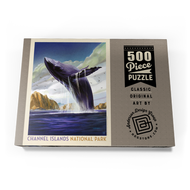 Channel Islands National Park: Breaching Whale, Vintage Poster 500 Puzzle Schachtel Ansicht3