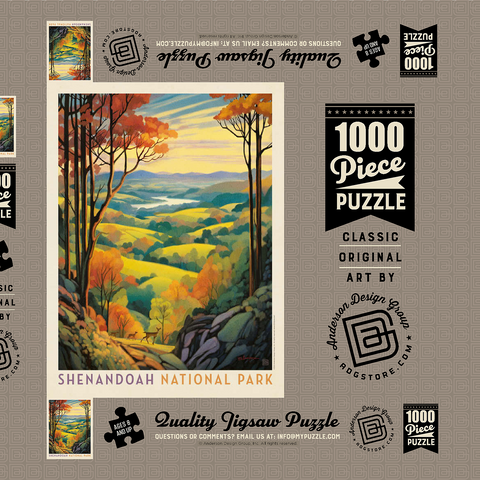 Shenandoah National Park: Rolling Hills, Vintage Poster 1000 Puzzle Schachtel 3D Modell