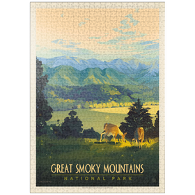Darstellung des Puzzle-Motivs Great Smoky Mountains National Park: Dusk In Cades Cove, Vintage Poster – Puzzleteile: 1000