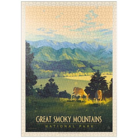 puzzleplate Great Smoky Mountains National Park: Dusk In Cades Cove, Vintage Poster 1000 Puzzle