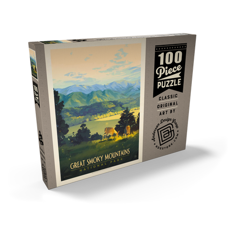 Great Smoky Mountains National Park: Dusk In Cades Cove, Vintage Poster 100 Puzzle Schachtel Ansicht2