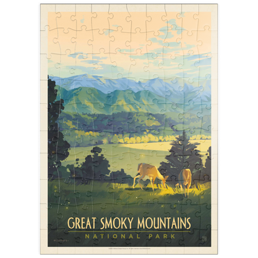 puzzleplate Great Smoky Mountains National Park: Dusk In Cades Cove, Vintage Poster 100 Puzzle