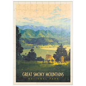 Darstellung des Puzzle Motivs Great Smoky Mountains National Park: Dusk In Cades Cove, Vintage Poster - Puzzleteile: 100