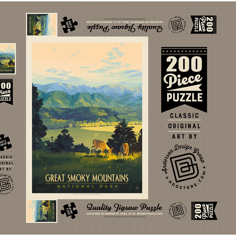 Great Smoky Mountains National Park: Dusk In Cades Cove, Vintage Poster 200 Puzzle Schachtel 3D Modell