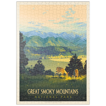 puzzleplate Great Smoky Mountains National Park: Dusk In Cades Cove, Vintage Poster 500 Puzzle