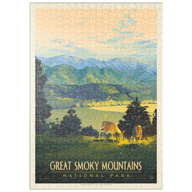 Darstellung des Puzzle Motivs Great Smoky Mountains National Park: Dusk In Cades Cove, Vintage Poster - Puzzleteile: 500