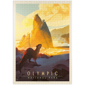 Darstellung des Puzzle-Motivs Olympic National Park: Sea Otter, Vintage Poster – Puzzleteile: 1000
