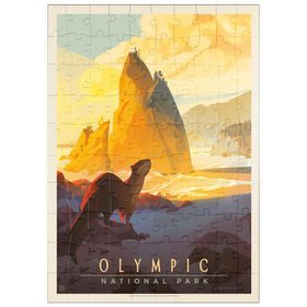 Darstellung des Puzzle Motivs Olympic National Park: Sea Otter, Vintage Poster - Puzzleteile: 100