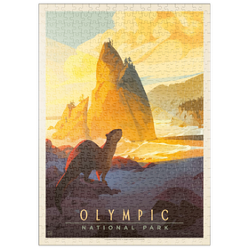 Darstellung des Puzzle Motivs Olympic National Park: Sea Otter, Vintage Poster - Puzzleteile: 500