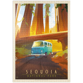 Darstellung des Puzzle Motivs Sequoia National Park: Durch die Bäume, Vintage Poster - Puzzleteile: 1000