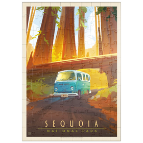 Darstellung des Puzzle Motivs Sequoia National Park: Durch die Bäume, Vintage Poster - Puzzleteile: 100
