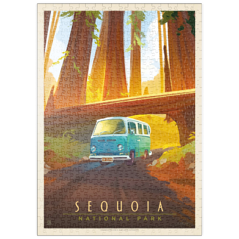 puzzleplate Sequoia National Park: Through The Trees, Vintage Poster 500 Puzzle