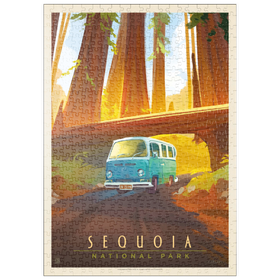 Darstellung des Puzzle Motivs Sequoia National Park: Durch die Bäume, Vintage Poster - Puzzleteile: 500