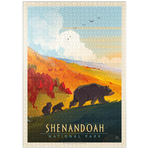 puzzleplate Shenandoah National Park: Mama Bear & Cubs, Vintage Poster 1000 Puzzle