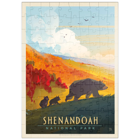 puzzleplate Shenandoah National Park: Mama Bear & Cubs, Vintage Poster 100 Puzzle