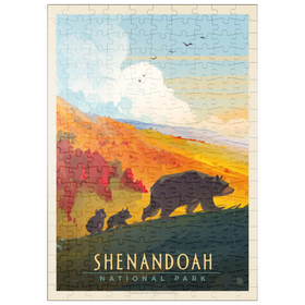 Darstellung des Puzzle Motivs Shenandoah National Park: Mama Bär & Jungtiere, Vintage Poster - Puzzleteile: 200