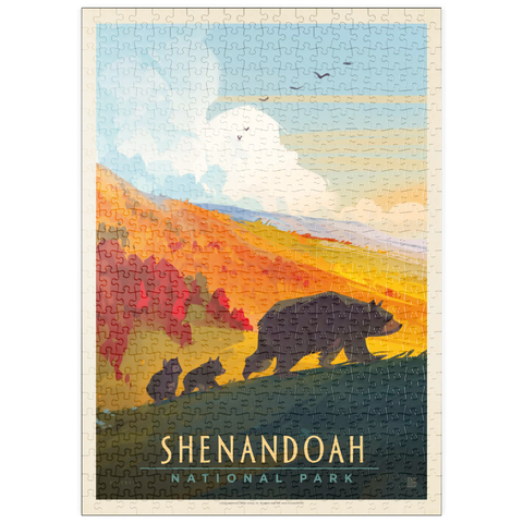 puzzleplate Shenandoah National Park: Mama Bear & Cubs, Vintage Poster 500 Puzzle