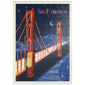 Darstellung des Puzzle Motivs San Francisco: Golden Gate (Mod Design), Vintage Poster - Puzzleteile: 100