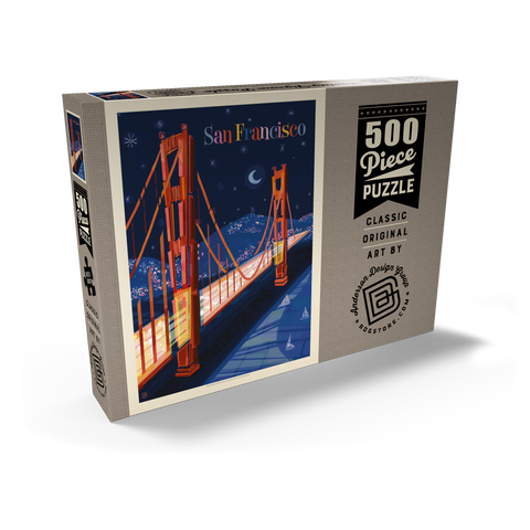 San Francisco: Golden Gate (Mod Design), Vintage Poster 500 Puzzle Schachtel Ansicht2