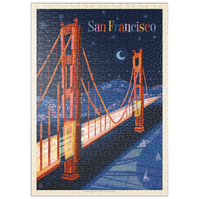 Darstellung des Puzzle Motivs San Francisco: Golden Gate (Mod Design), Vintage Poster - Puzzleteile: 500