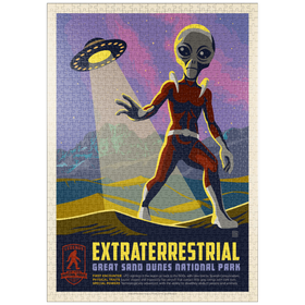 Darstellung des Puzzle-Motivs Legends Of The National Parks: Great Sand Dune's Extraterrestrials, Vintage Poster – Puzzleteile: 1000
