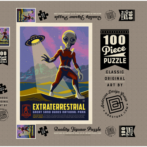 Legends Of The National Parks: Great Sand Dune's Extraterrestrials, Vintage Poster 100 Puzzle Schachtel 3D Modell