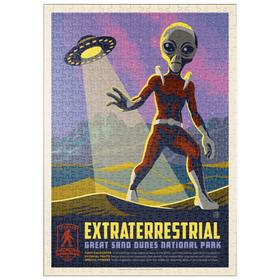 Darstellung des Puzzle Motivs Legends Of The National Parks: Great Sand Dune's Extraterrestrials, Vintage Poster - Puzzleteile: 500