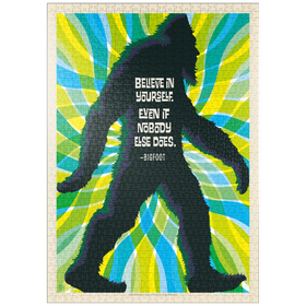 Darstellung des Puzzle Motivs Bigfoot: Believe In Yourself. Even If Nobody Else Does, Vintage Poster - Puzzleteile: 1000