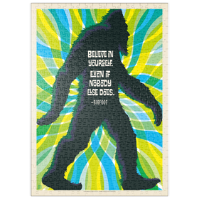 Darstellung des Puzzle Motivs Bigfoot: Believe In Yourself. Even If Nobody Else Does, Vintage Poster - Puzzleteile: 500