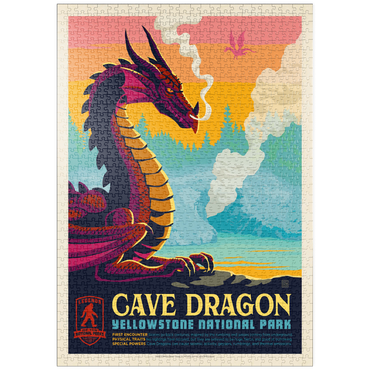 puzzleplate Legends Of The National Parks: Yellowstone's Cave Dragon, Vintage Poster 1000 Puzzle