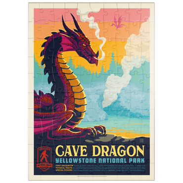 puzzleplate Legends Of The National Parks: Yellowstone's Cave Dragon, Vintage Poster 100 Puzzle