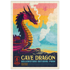 Darstellung des Puzzle Motivs Legends Of The National Parks: Yellowstone's Cave Dragon, Vintage Poster - Puzzleteile: 100