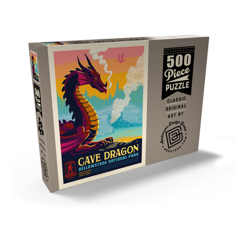 Legends Of The National Parks: Yellowstone's Cave Dragon, Vintage Poster 500 Puzzle Schachtel Ansicht2