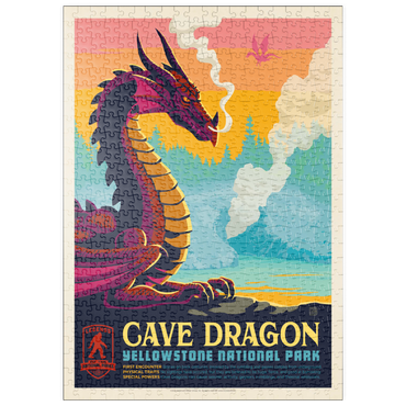 puzzleplate Legends Of The National Parks: Yellowstone's Cave Dragon, Vintage Poster 500 Puzzle