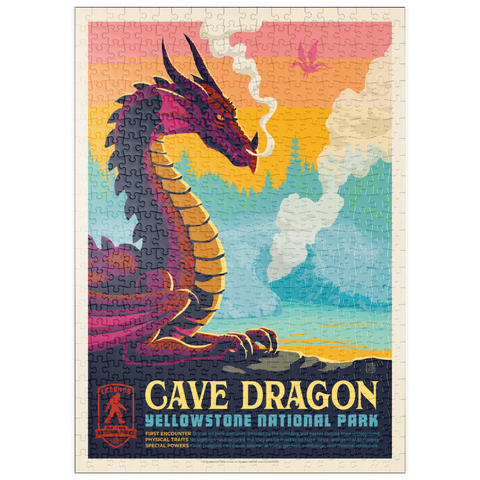 puzzleplate Legends Of The National Parks: Yellowstone's Cave Dragon, Vintage Poster 500 Puzzle