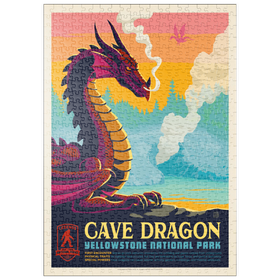 Darstellung des Puzzle Motivs Legends Of The National Parks: Yellowstone's Cave Dragon, Vintage Poster - Puzzleteile: 500