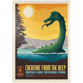 Darstellung des Puzzle Motivs Legends Of The National Parks: Crater Lake's Creature From The Deep, Vintage Poster - Puzzleteile: 1000