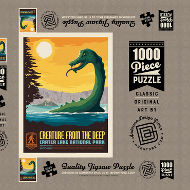 Legends Of The National Parks: Crater Lake's Creature From The Deep, Vintage Poster 1000 Puzzle Schachtel 3D Modell