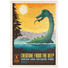 Darstellung des Puzzle Motivs Legends Of The National Parks: Crater Lake's Creature From The Deep, Vintage Poster - Puzzleteile: 100
